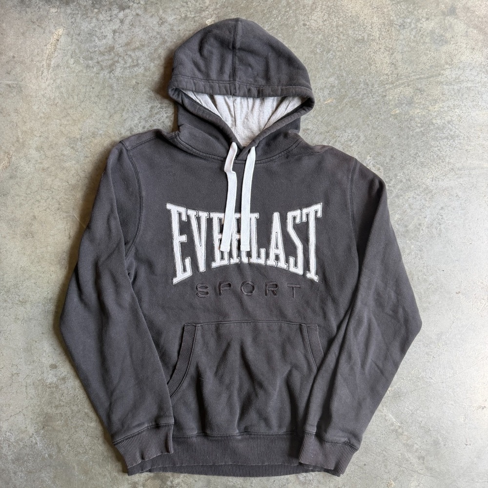 Everlast Sport Men's Dark Gray Fleece Pullover Hoodie Medium Embroidered Logo